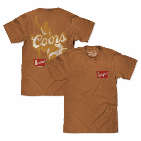 Coors Banquet Rodeo Bull Riding Front and Back Print T-Shirt