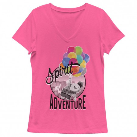 Disney Pixar Up Spirit Of Adventure Pink Juniors V Neck T-Shirt