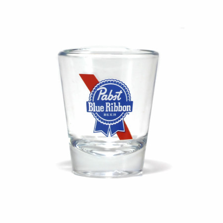 Pabst Blue Ribbon Striped Logo Clear Shot Glass