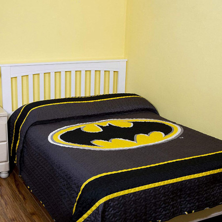 Batman Emblem Grey Queen Size Bedspread