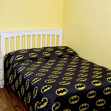 Batman Emblem Grey Queen Size Bedspread