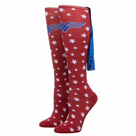 Wonder Woman Velvet Cape Junior Knee-High Socks