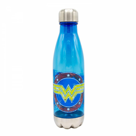 Wonder Woman Splatter Paint Logo Curved Water Bottle