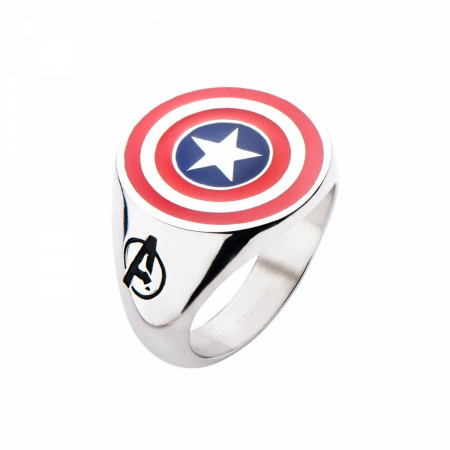 Captain America Logo Stainless Steel Silver Ring