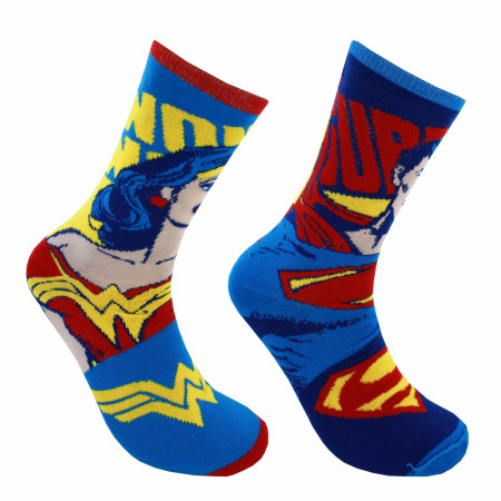 DC Comics Superman Wonder Woman Reversible Crew Socks