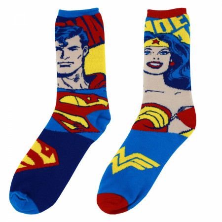 DC Comics Superman Wonder Woman Reversible Crew Socks