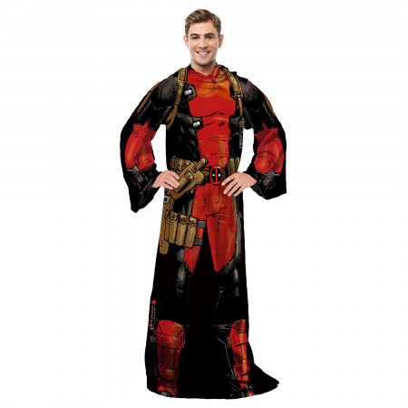 Deadpool Costume Adult Throw Blanket With Sleeves