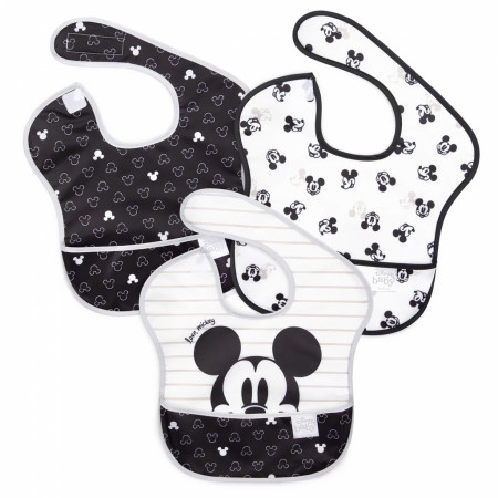 Mickey Mouse Black and White 3 Pack Bib Set