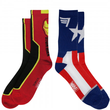 Captain America and Iron Man 2-Pair Pack of Crew Socks