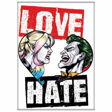 Harley Quinn and Joker Love and Hate Magnet