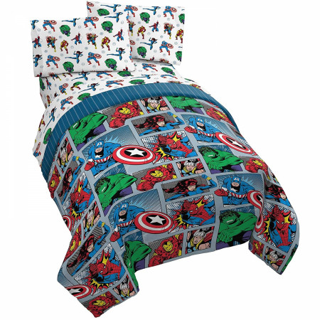Marvel Avengers Fighting Team Twin Size Bed Set