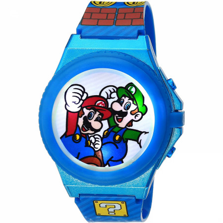 Super Mario Bros. Metallic Case Light Up Pop Top LCD Watch