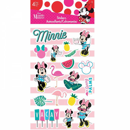 Disney Classic Minnie Mouse Tropical 4-Sheet Variety Sticker Set