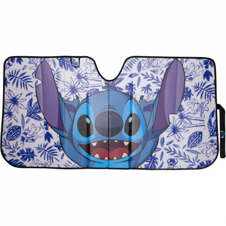 Lilo and Stitch Blue Florals Accordion Car Sunshade