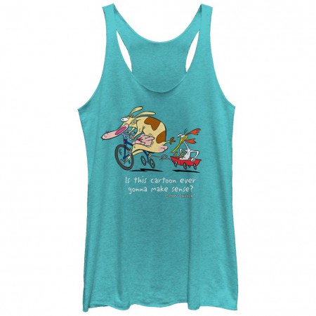 Cow & Chicken Show Makes No Sense Blue Juniors Racerback Tank Top