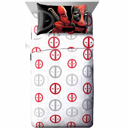 Deadpool Symbols Queen Sheet Set