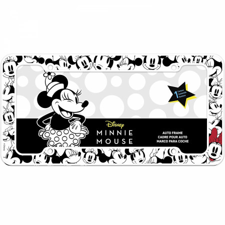 Disney Minnie Mouse Black And White License Plate Frame
