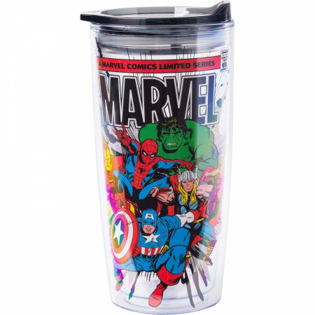 Avengers Retro Comic Cover 20oz Double Wall Travel Tumbler with Lid