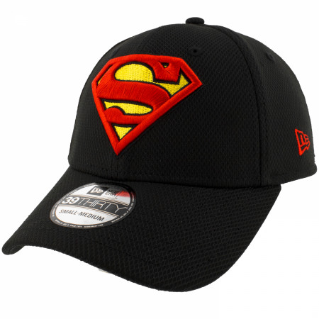 Superman Classic Logo Black Colorway New Era 39Thirty Fitted Hat