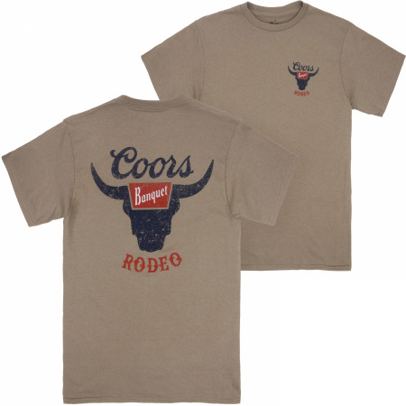 Coors Banquet Rodeo Logo Distressed Front and Back Tan T-Shirt