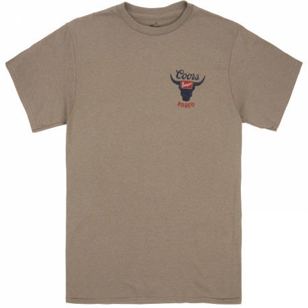 Coors Banquet Rodeo Logo Distressed Front and Back Tan T-Shirt