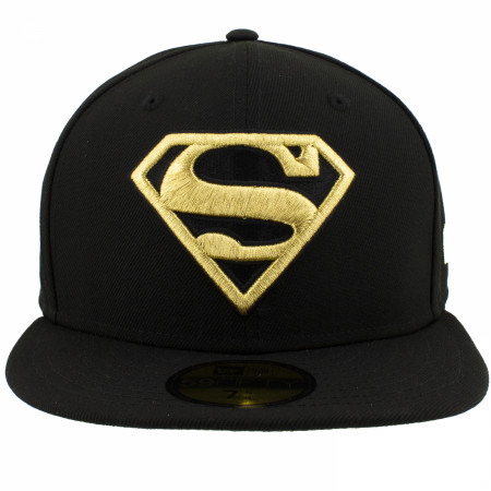 Superman Gold Logo Black Colorway New Era 59Fifty Fitted Hat