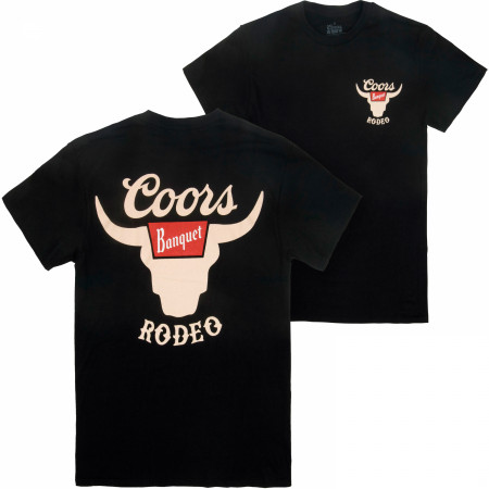 Coors Banquet Rodeo Horns Logo Front and Back Print T-Shirt