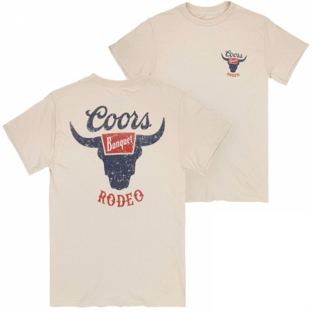 Coors Banquet Rodeo Logo Distressed Front and Back Natural T-Shirt