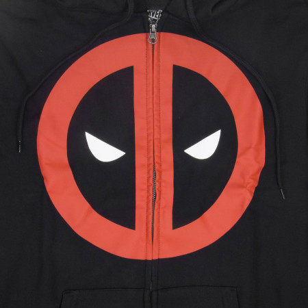 Deadpool Classic Logo Zip-Up Hoodie with Sleeve Print