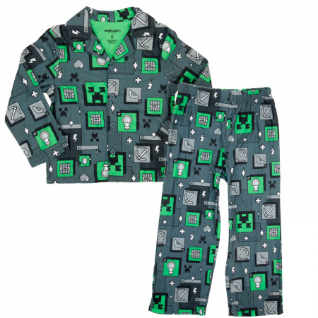 Minecraft Pixel Creeper Boy's 2-Piece Pajamas