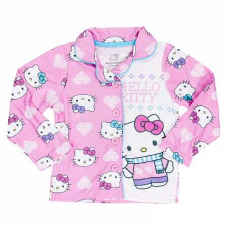 Hello Kitty Cozy Hearts Button Down 2-Piece Toddler Pajama Set