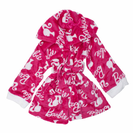 Barbie Silhouette Logo Youth Velvet Robe Hoodie with Bow