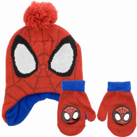 Spider-Man Youth Pom Beanie and Mittens