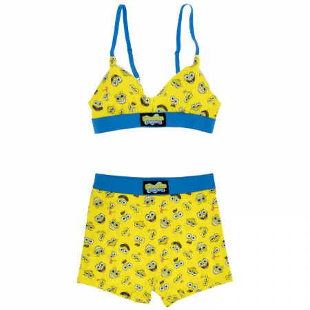 Spongebob Silly Faces Plate Bra and Boy Short Panty Set