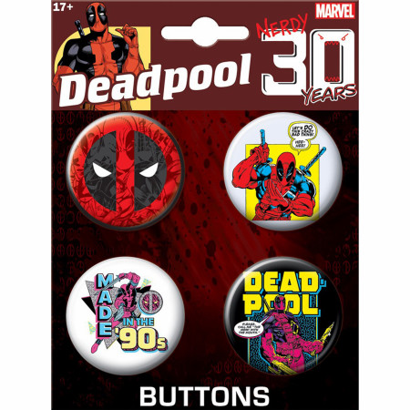 Marvel Comics Deadpool 30th Anniversary 4-Piece Button Set