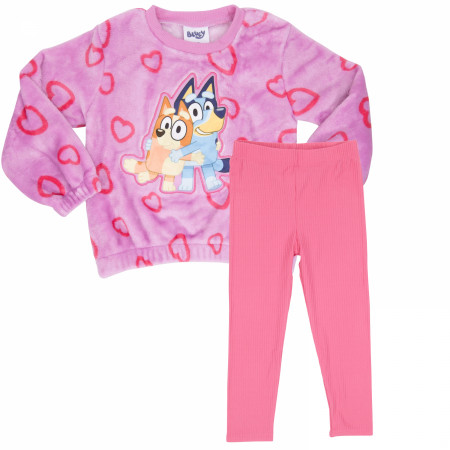 Bluey and Bingo Lots of Love Girl's 2-Piece Crew and Leggings Set