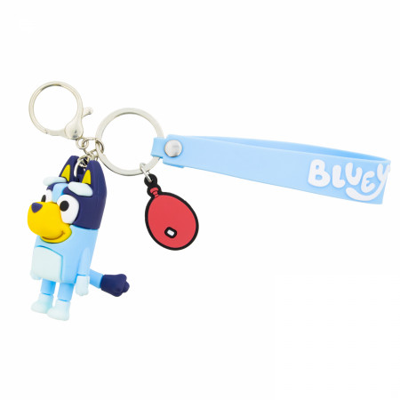 Bluey 3" 3D Figural Keychain with Strap and Charms