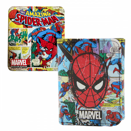 Spider-Man Blue Sky Action Trifold Wallet in Collectors Tin