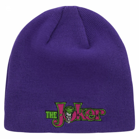 The Joker Comic Logo Purple Colorway New Era Knit Beanie