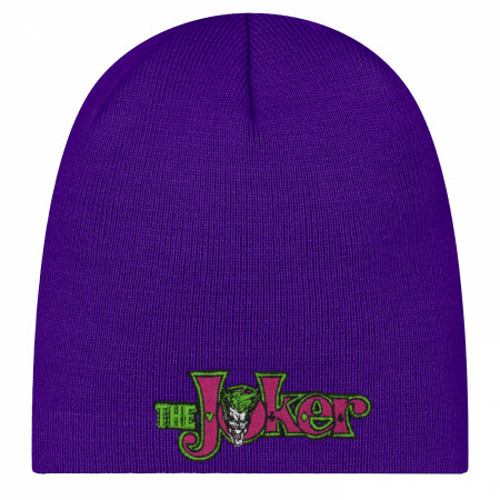 The Joker Comic Logo Purple Colorway New Era Knit Beanie