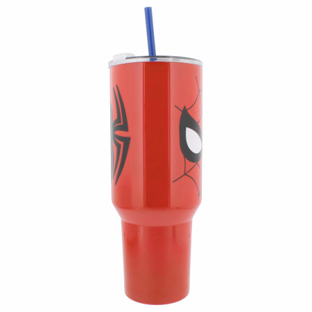 Spider-Man Mask and Logo Stainless Steel 40 oz Tumbler w/ Lid &Straw