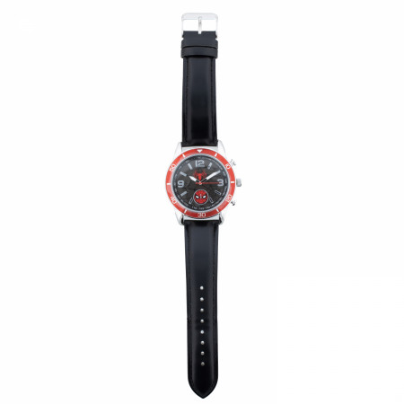 Spider-Man Webbed Analog Watch with Faux Leather Band