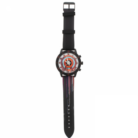 Captain America Shield Glitch Analog Watch