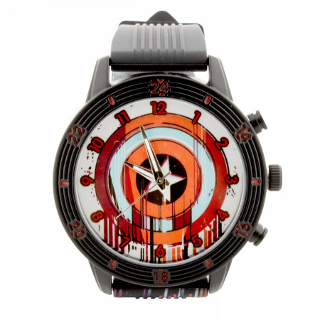 Captain America Shield Glitch Analog Watch