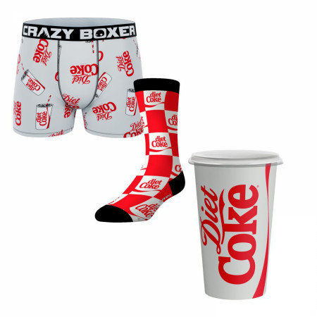 Crazy Boxers Coca-Cola Diet Coke Men's Boxer Briefs and Socks Cup Set