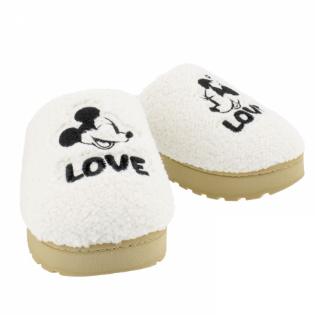 Mickey and Minnie in Love Fuzzy Women's Slippers