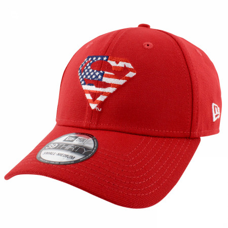 Superman American Flag Logo New Era 39Thirty Fitted Hat