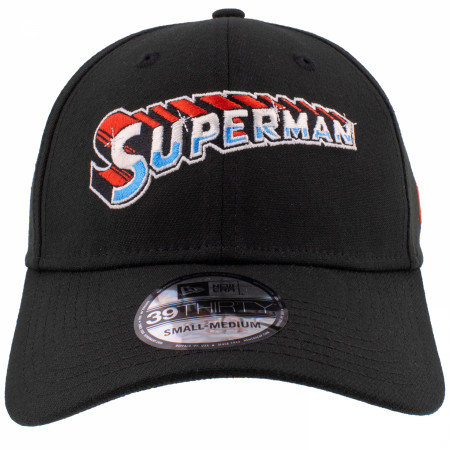 Superman Steel Text Logo New Era 39Thirty Fitted Hat