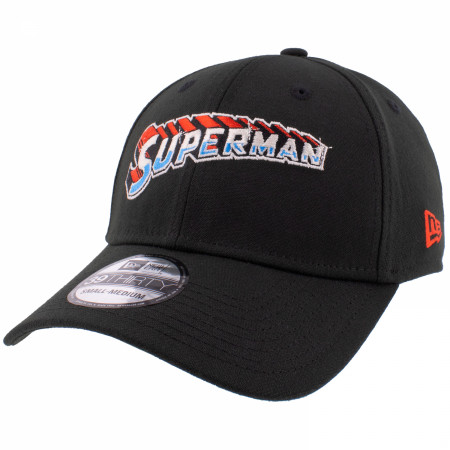 Superman Steel Text Logo New Era 39Thirty Fitted Hat