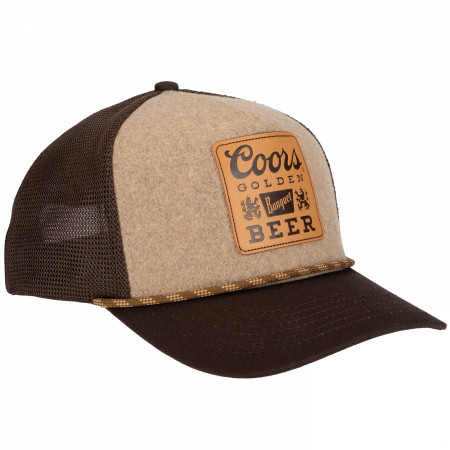 Coors Banquet Golden Beer Leather Patch Logo Trucker Hat